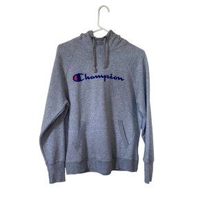 Champion Women's Gray Pull Over Logo Hoodie L